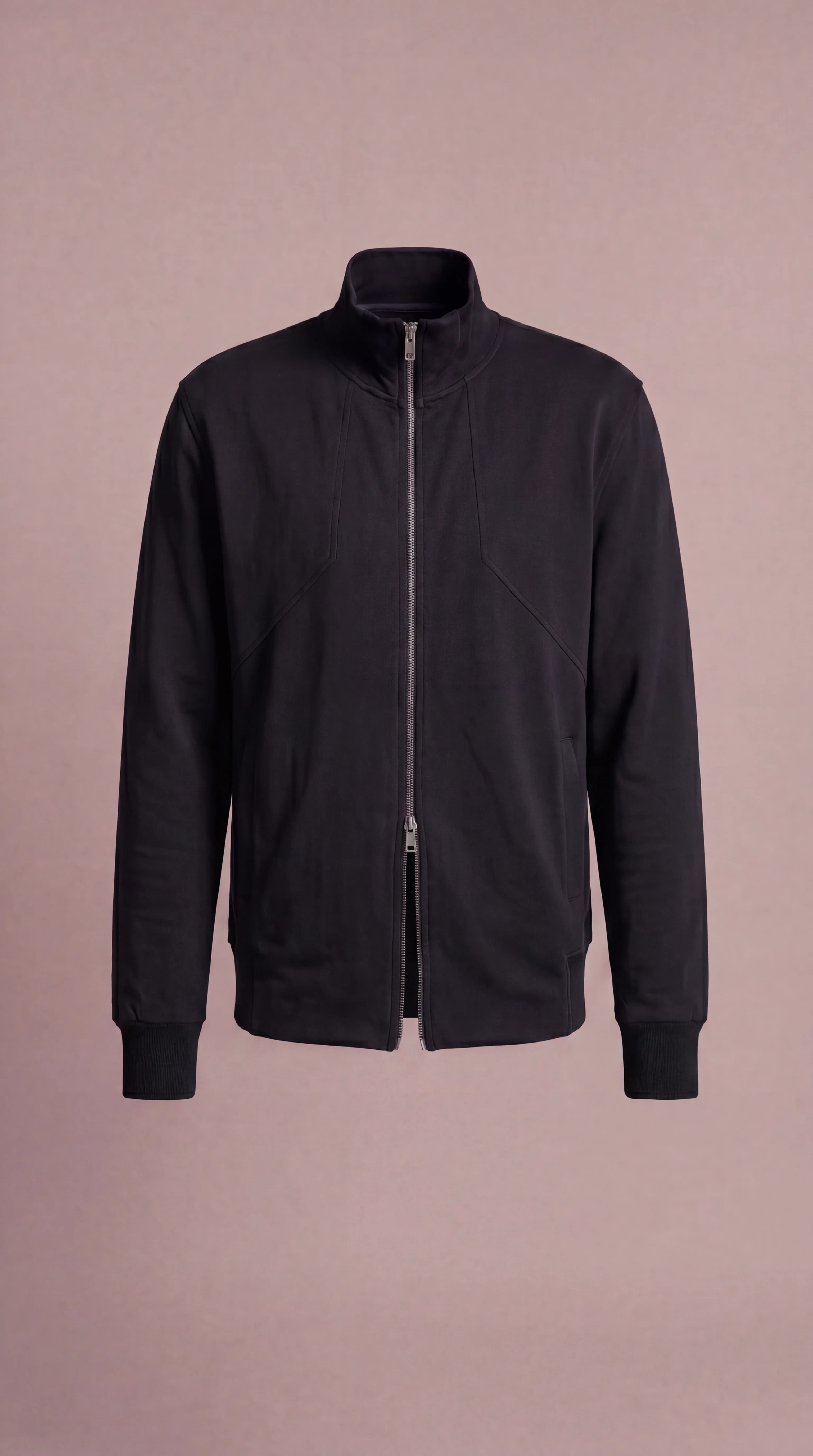 Чёрная мужская кофта Стержень на молнии с воротником-стойкой — Vecanto